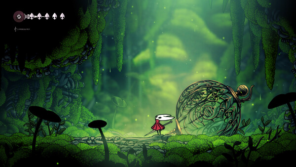 screenshot of Moss Grotto from Silksong's steam page